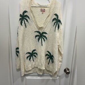 Show Me Your Mumu Women's Palm Tree Oversized V Neck Sweater Size Small